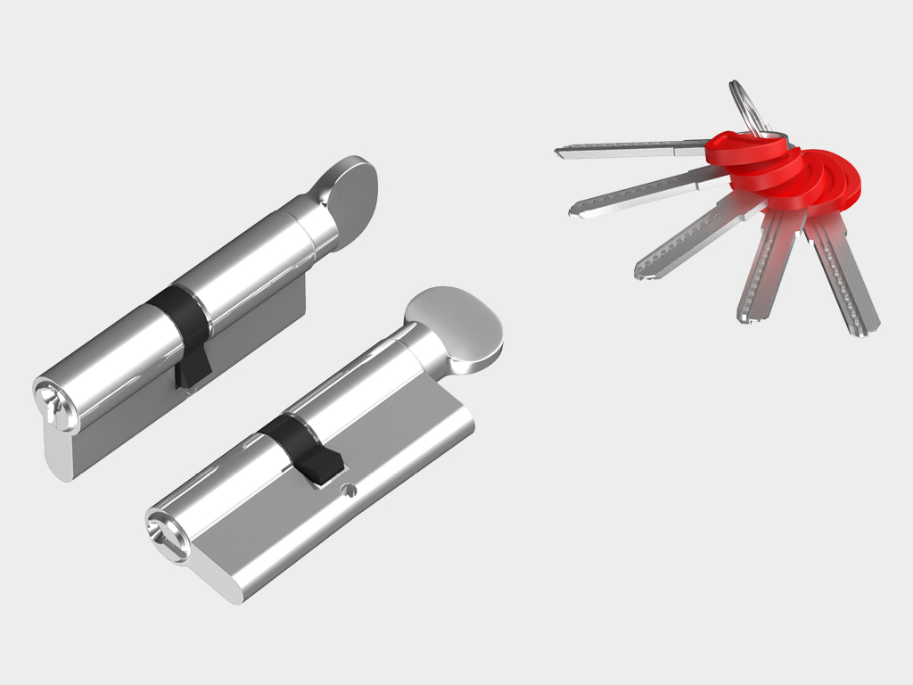 Silindrli mexanizm «kalit-pichoq» kalitlar komplekti bilan.